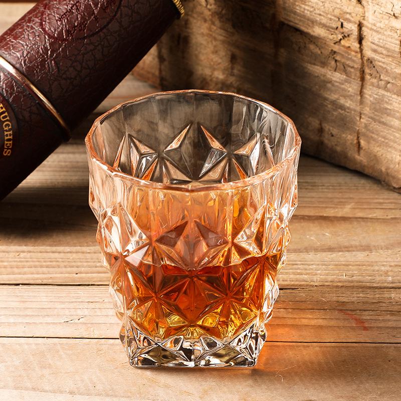 330ml/380ml Diamond Carved Wine Glass Luxury Cocktail Whiskey Glasses 2pcs Elegant Transparent Cold Drink Cup Exquisite Gifts