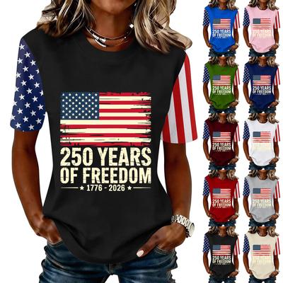 Women's Fashionable Casual Short Sleeve Print Round Neck Pullover Top