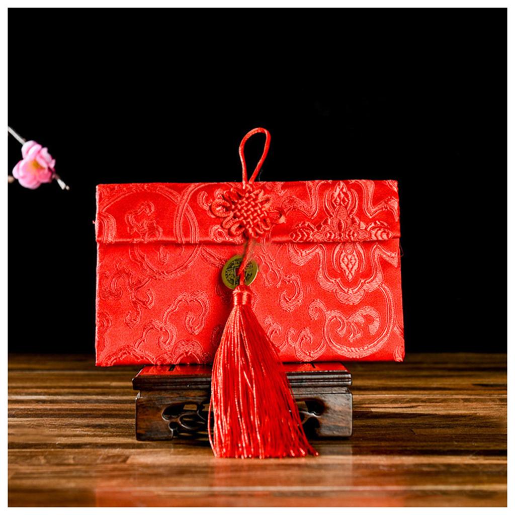 Chinese Brocade Red Envelope Bag Spring Festival Luck Red Packets Bag 2026 New Year Decoration For Chinese Wedding Birthday