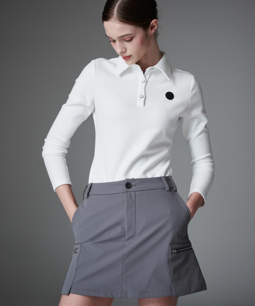 Cream Golf Brushed A-Line Skirt