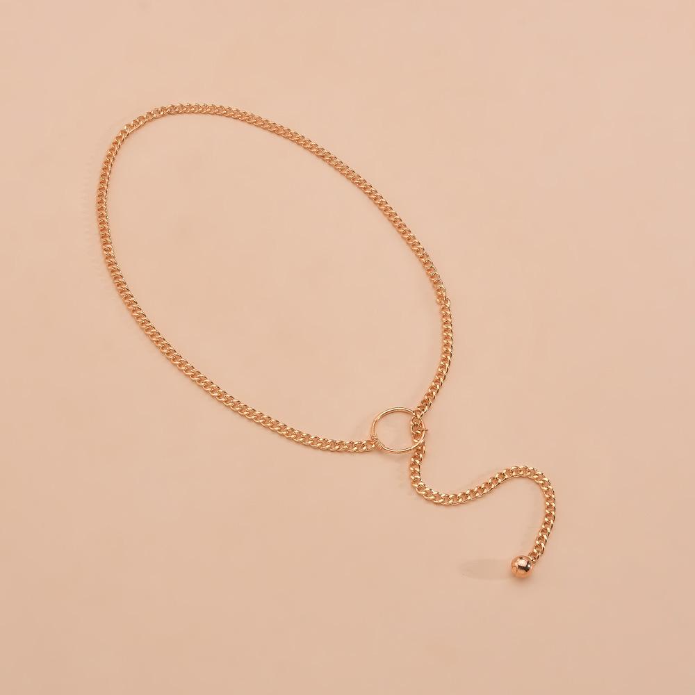 Simple chain Metal circle Long necklace Adjustable collarbone chain Internet celebrity neck chain Female