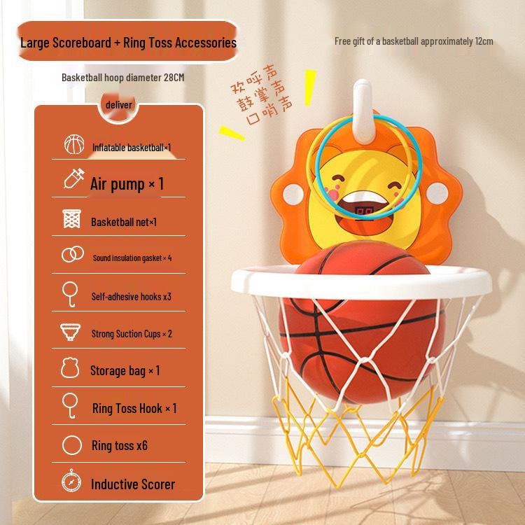 Kids' No-Drill Indoor Basketball Hoop with Suction Cup for Silent Play