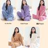 Women's Solid Color Jacquard Coral Fleece Warm Set - Casual Home & Outdoor Pajamas for Autumn/Winter