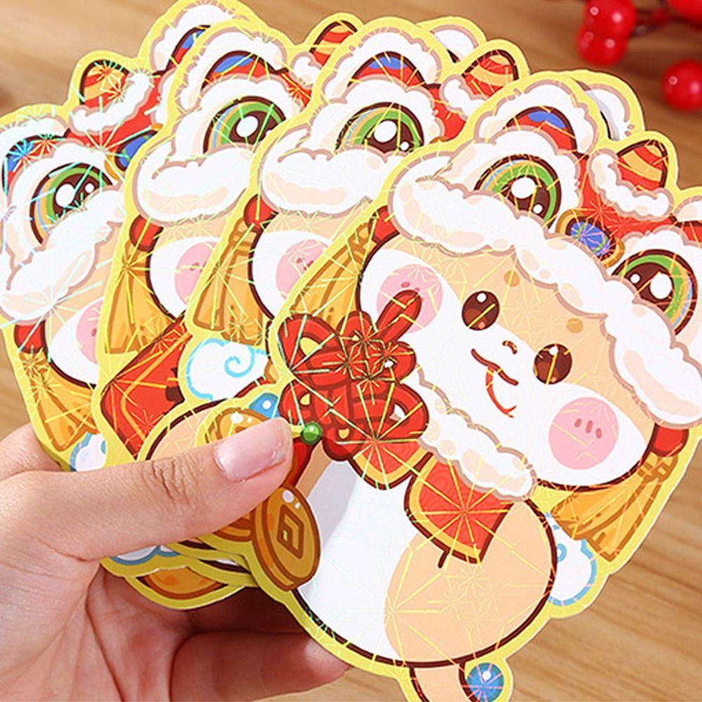 4pcs Laser Chinese New Year Red Pocket Cartoon Good Lucky Red Packets  Lunar New Year Gifts