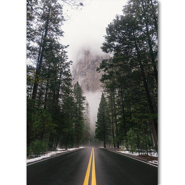 Vertical Board Beautiful Forest Scenery Modern Photo Painting Highway Winding Lines Wall Stickers HD Printing Art Decoration