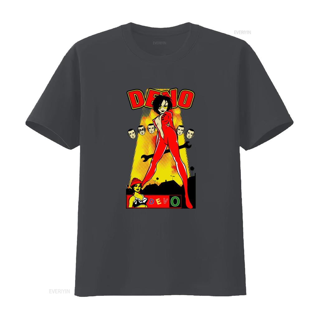 Retro Devo Tričko Gerald Casale Mark Mothersbaugh Bob Komiksový Styl Design Výrazné Barvy Jedinečný Potisk vintage Vypraný Stylový