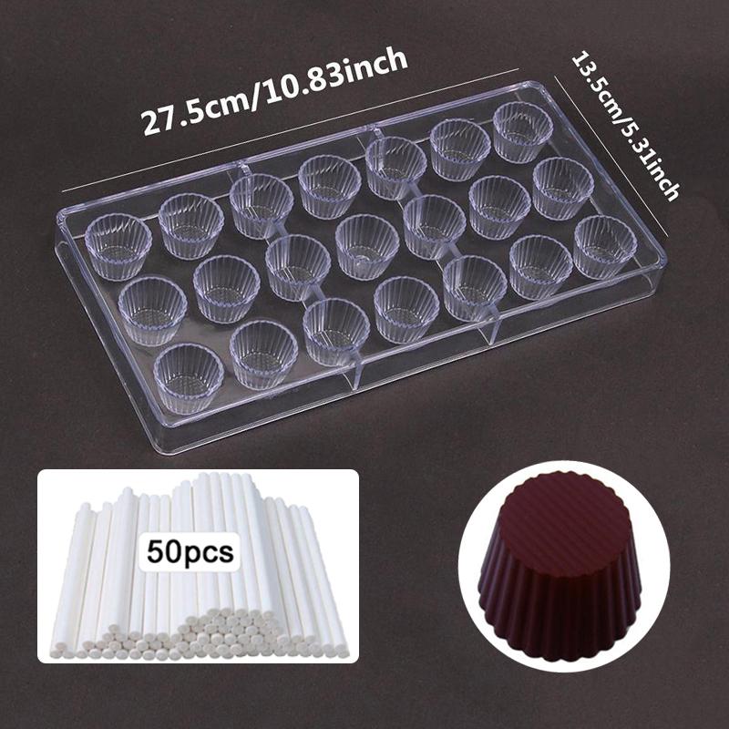 Chocolate Mold Plastic Lollipop Paper Stick Household Kitchen DIY Baking Tool Homemade Candies Rectangle Heart-shaped TMZ