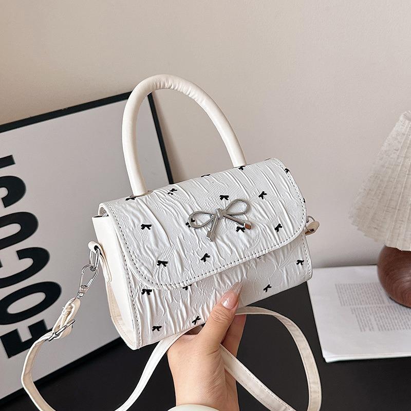 Bow printed bag women's new summer shoulder messenger bag high-end portable small square bag