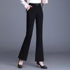 Women's Black Micro-Flare High-Waisted Elastic Pants, Slim Fit, Plus Size, Casual Spring/Autumn 2025.