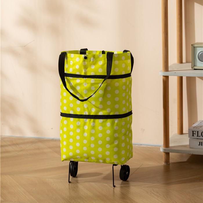 Folding Waterproof Oxford Cloth Shopping Bag with Trolley Wheels