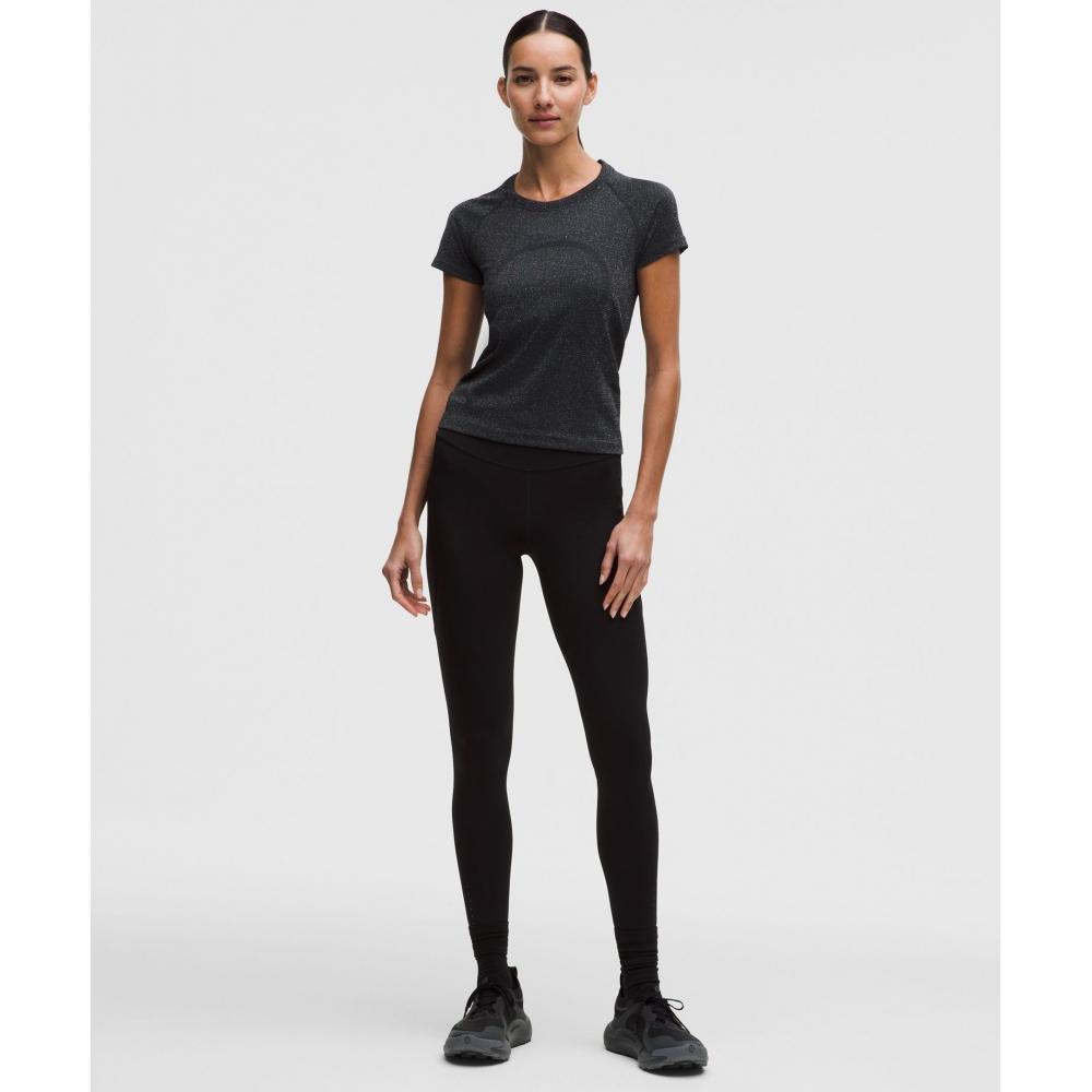 Lululemon Swiftly Tech Short Sleeve Shirt 2.0 Waist Length Sparkle Black Rainbow Lurex