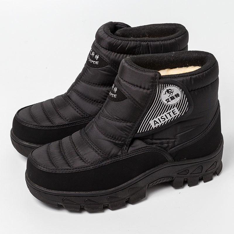 2019 Men Boots platform snow boots for men thick plush waterproof slip-resistant winter shoes Plus size ghn78