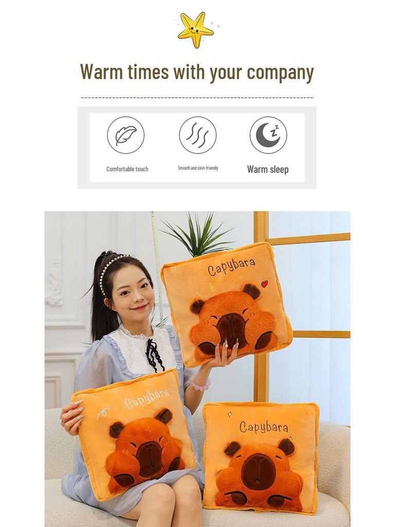 3D Pop-up Capybara Blanket & Pillow: Multi-functional Plush Sofa Throw for Office or Home