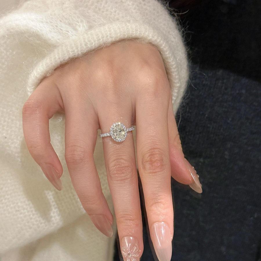 S silver pigeon egg zircon ring 2025 new unique open ring
