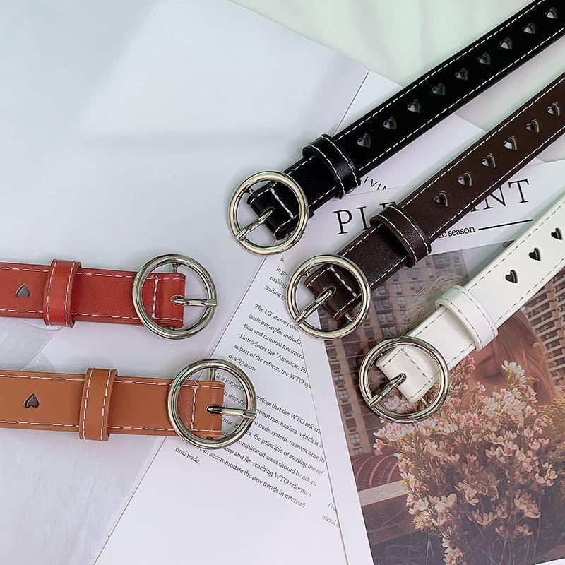 Elegant Minimalist Women's Pu Leather Belt Stylish Round Buckle Adjustable Fashion