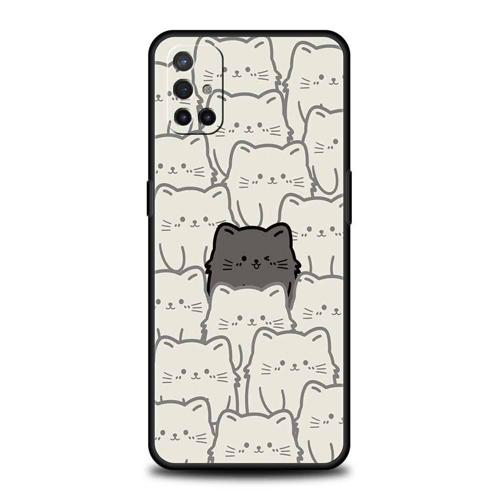 Coque souple à motif chat pour OnePlus 12, 11, 10, 9 Pro, 9T, 12R, 10R, 9R, 9RT, 10T, 8T, 8, 7, 6T, 7T Nord, 2T CE, 2 5G, N200, N10, N100