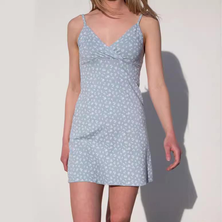 2025 Damen Blumen-V-Ausschnitt Trägerkleid - Amerikanische Hot Girl Sommerkleidung