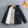 Boys Thicken Fleece Lined Windbreaker Kids Winter Warm Padded Outerwear Jacket