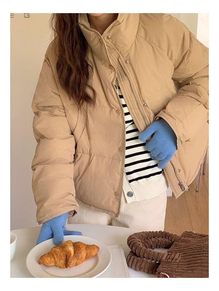 2024 Petite Korean Style Blue Women's Short Down Jacket - White Duck Down