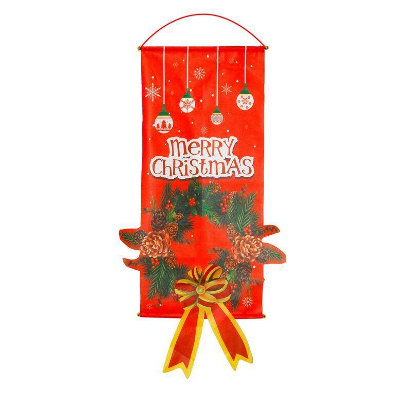 Vibrant Christmas Porch Door Banner Flag With Rudolf And Santa Claus