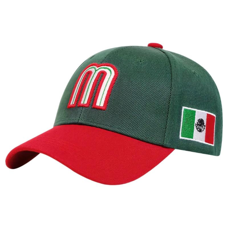 Mexico M Letter Embroidered Baseball Cap Adjustable Cotton Polyester Blend Sunhat For Men Women Kids