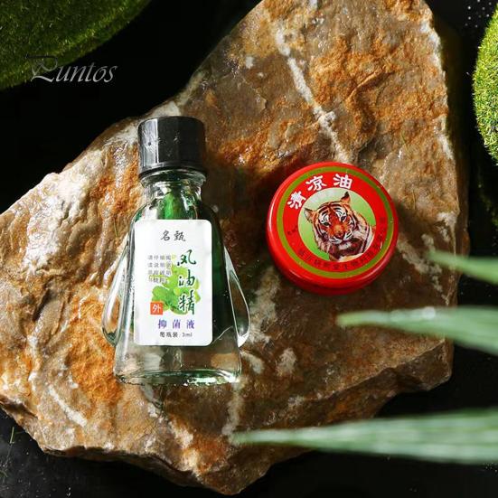 4Pcs/Set 3ML/3G Cooling Oil Essential Balm Headaches Migraines Muscle Pain Bite Itching Fatigue Relief Calming Natural Summer Traveling Portable