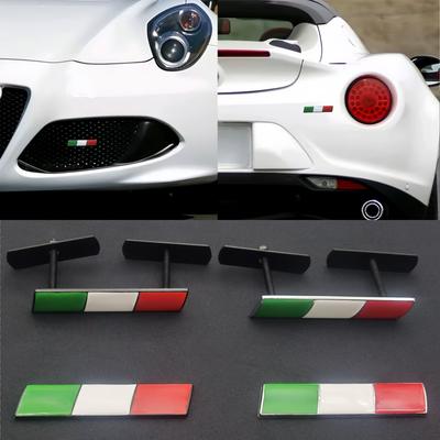 1Pc 3D Metal Ltalian Flag Logo Car Front Grille Badge, Car Side Fender/Rear Trunk Emblem Sticker for Car Decoration Accessories