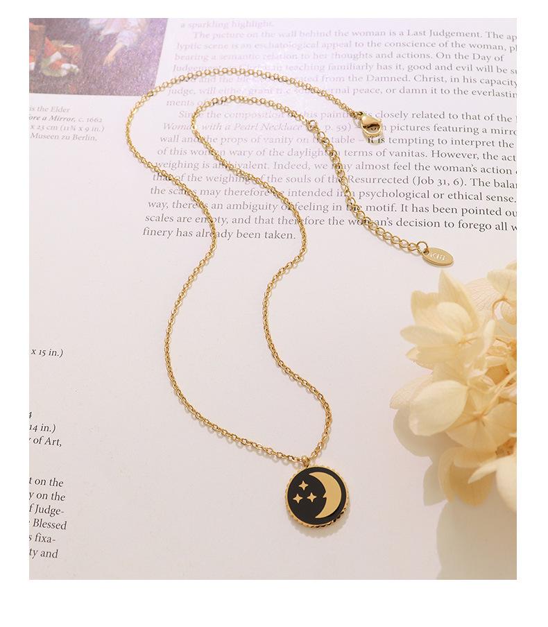 European-American Star Moon Pendant Necklace with Real Gold Electroplating – Simple Style Clavicle Chain Accessory