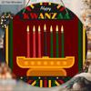 Happy Kwanzaa African American Festivals Wooden Sign - Classic Round Sign for Front Door, Wall Hanging Decor - Ideal Kwanzaa Decoration
