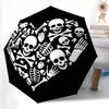 1pc Skeleton Heart Automatic Open 8-Rib Windproof Umbrella, Travel & Commuting, Suitable for All Seasons