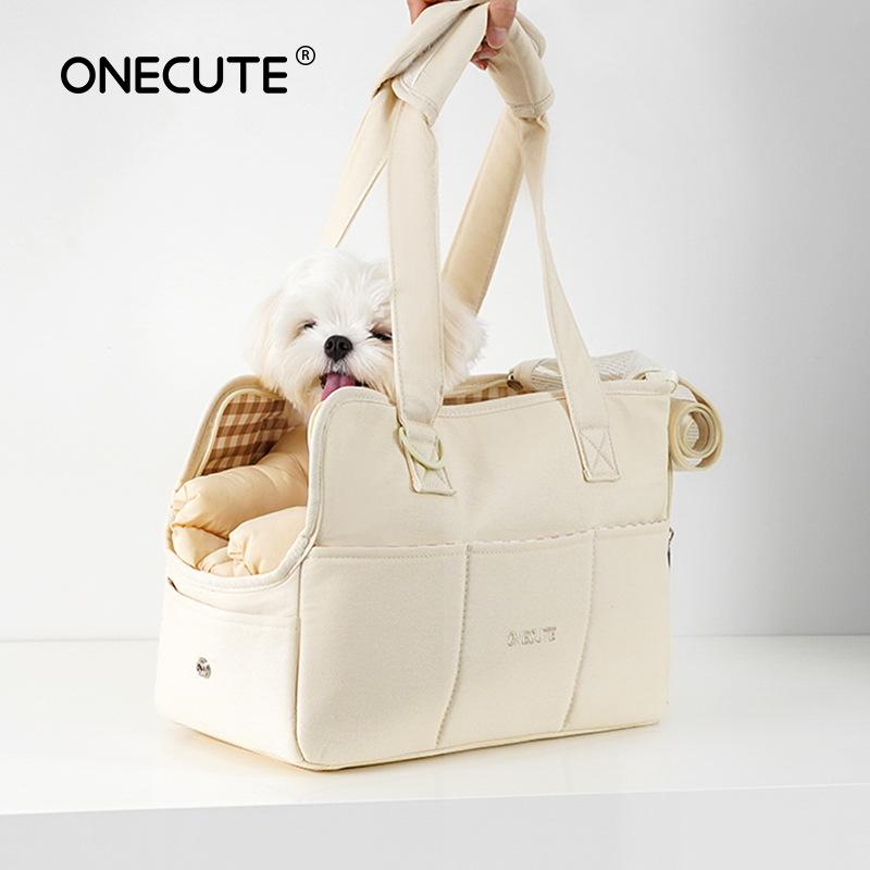 Small Dog Travel Bag, Pet Cat Bag, Small Dog Portable Single-shoulder Handbag, Crossbody Carry Bag Beige single bag