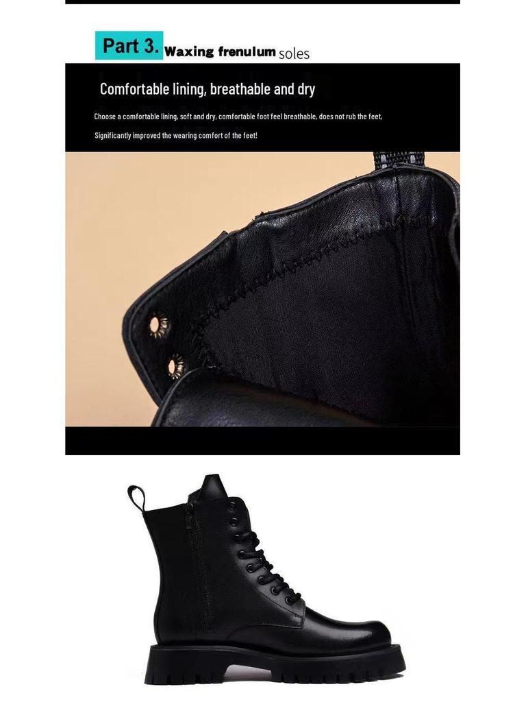 Men's 2024 Autumn British-Style Genuine Leather High-Top Work Boots