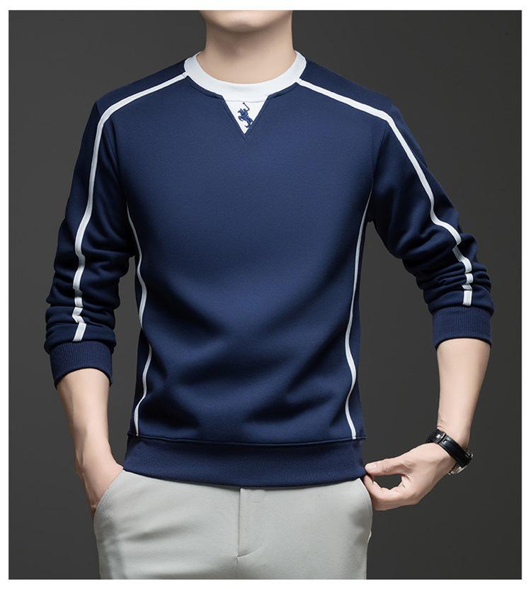 Embroidered Pony Logo Men's Sweatshirt: Fleece-Lined Cotton Blend for 2025 Autumn/Winter Fashion