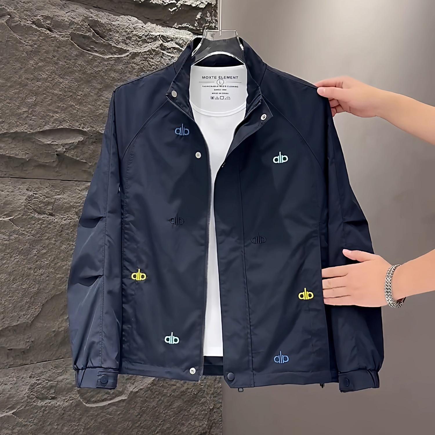 Men s 2026 Windproof Stand Collar Jacket: Autumn Long Sleeve Light Luxury Fashion Outerwear XL