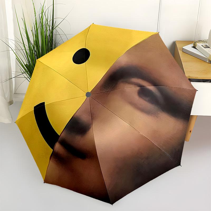 1pc Mona LisaAutomatic Folding Umbrella, Portable & Foldable Design with 8 Ribs, Casual Outdoor Accessory yy250804179