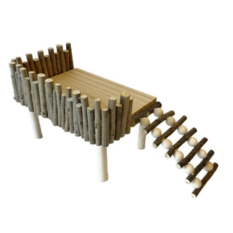 

Wooden Platform Stand with Climbing Ladder for Junior Squirrel Small Animal 1