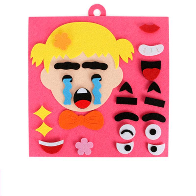 Sticker Facial Emotions Expression Changing Game Felt Human Face Puzzle Facematch Puzle for Kids Education Learning DIY Children 2 3 4 Years
