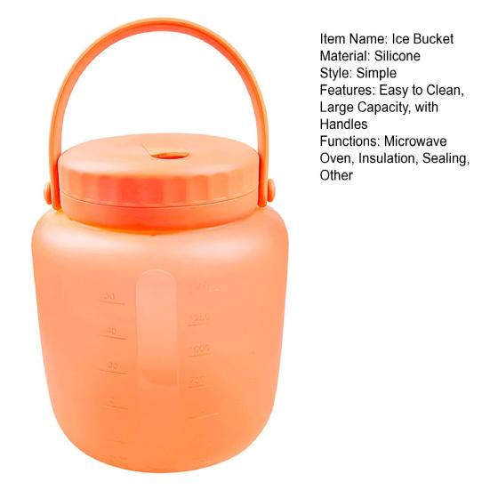 500/1000/1500ml Silicone Ice Bucket with Handles Easy To Clean Smooth Inner Wall Washable Ice Bucket