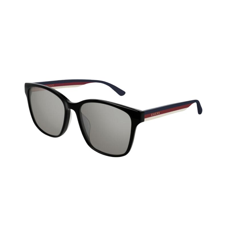 Gucci Striped Acetate Square Sunglasses for Men In Black