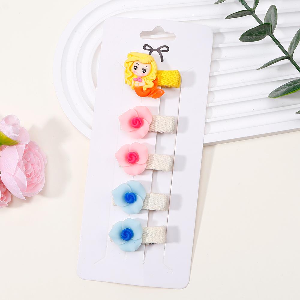 

5Pcs/Lot Mermaid Solid Color Flowers Hair Ring Hair Clips for Kids Fashion Headdress No Harm to Hair Baby Hair Accessories Size fits all