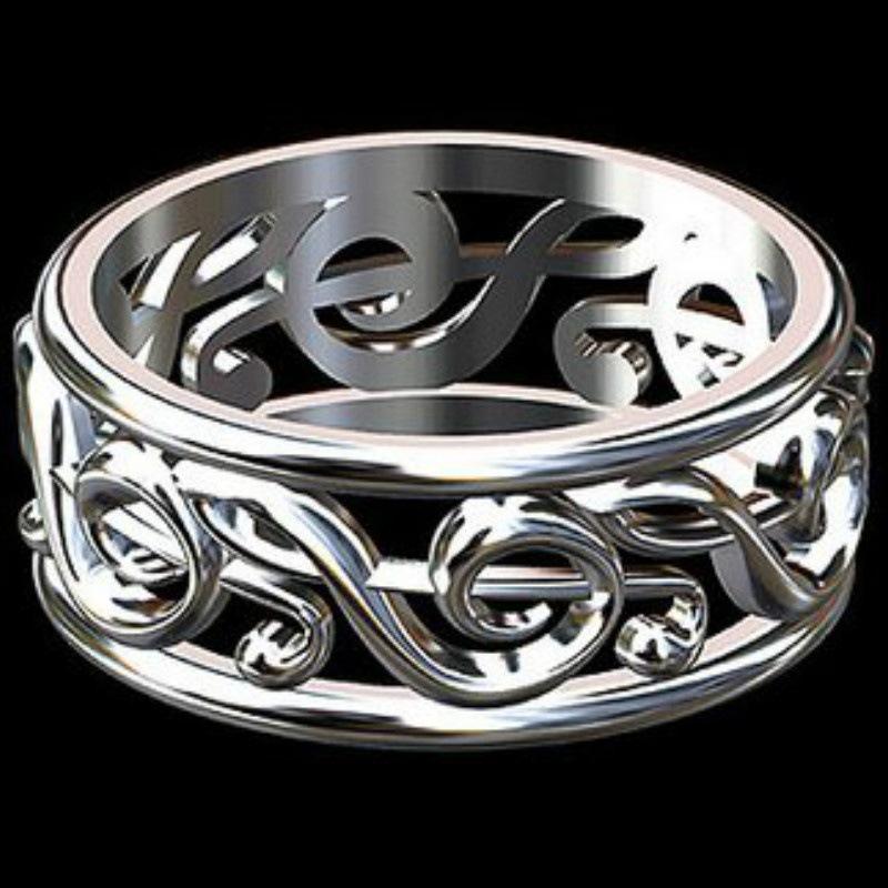 European and american hot S925Silver note ring  Fashionable Women's Holiday Hollow Ring