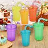 Neon Sipper Cups Reusable Spill-Proof Drinking Cups with Lids and Straws for Birthday Party Travel Xmas Juice Mug Water Bottle