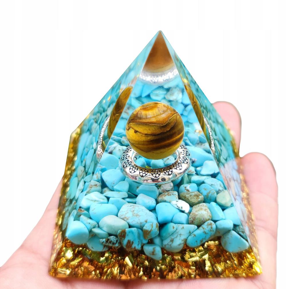 Pyramid Orgonite + Led Lamp Base 5Cm Crystal Stones Amulet 5Cm Hx11