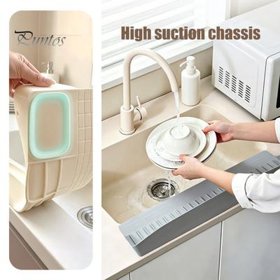 Water Splash Guard Silicone Sink Guard, No Drilling Easy Install Anti-Splash Barrier Heightening Design Stopper, for Kitchen And Bathroom Countertops