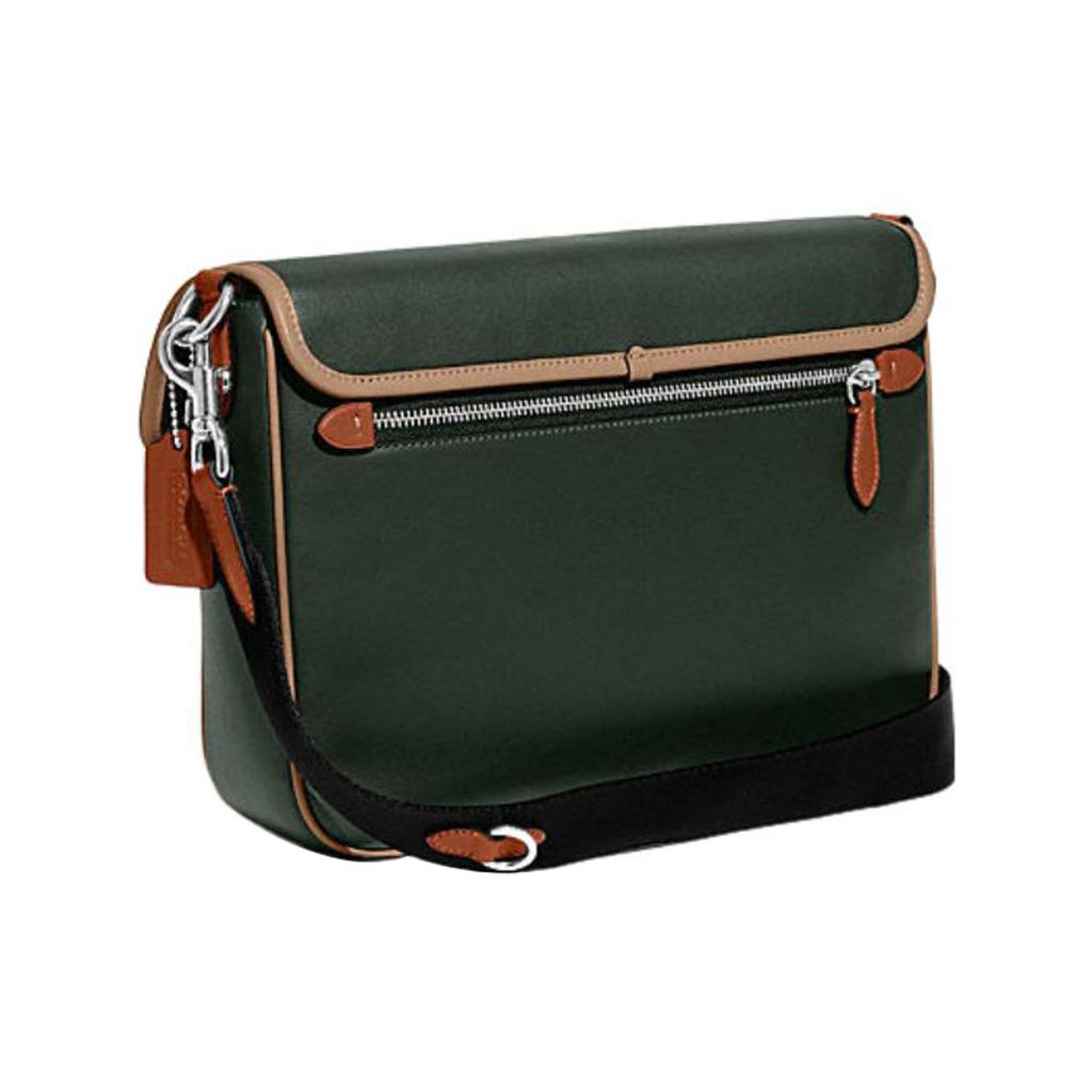 New COACH Charter Cow Leather Envelope Bag, Shoulder Bag, Crossbody Bag Large Size Women's Green & Beige CH755-VIA