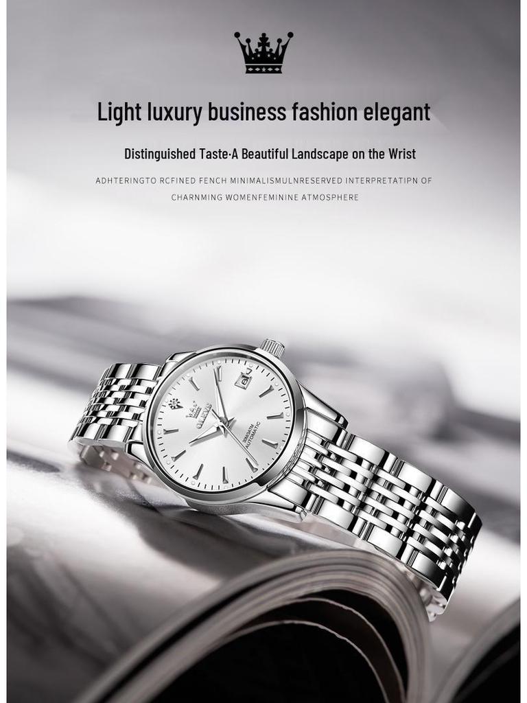 Oulisi Damen Dünne Automatische Mechanische Uhr - Schlichtes Design