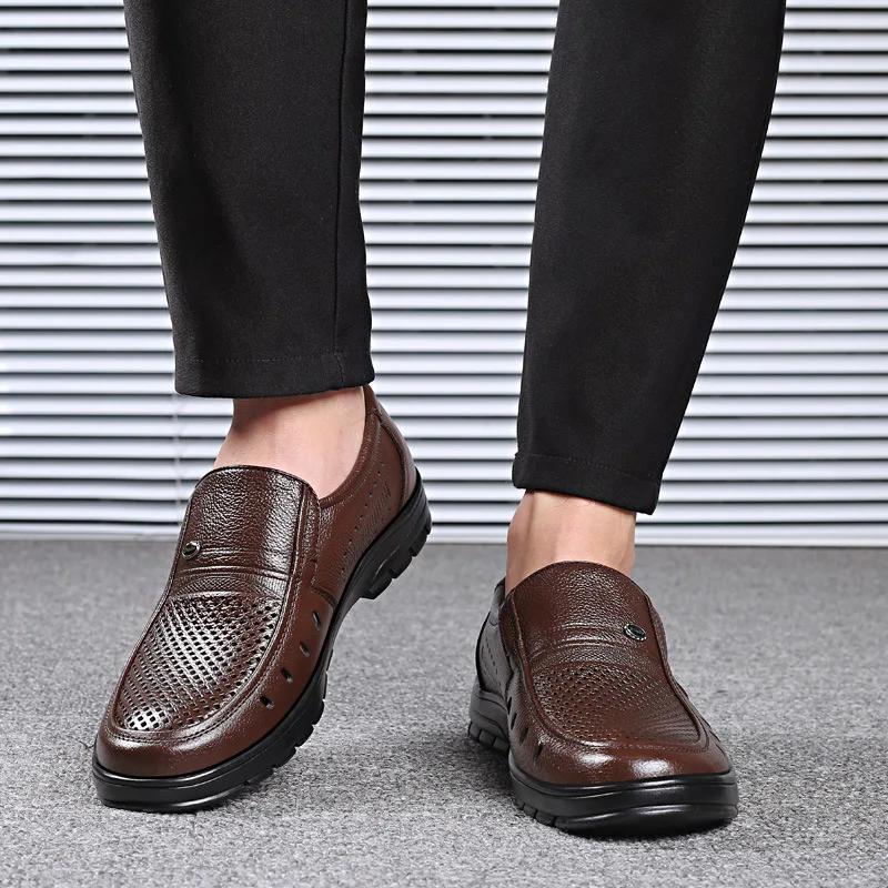 Модные повседневные туфли из полой коровьей кожи для мужчин — фото 8