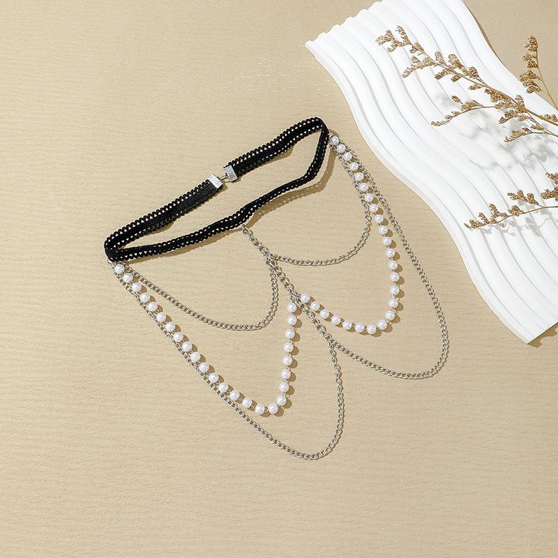 

Sexy Personality Leg Chain Retro Exaggerated Elastic Rope Pearl Multi-layer Leg Chain