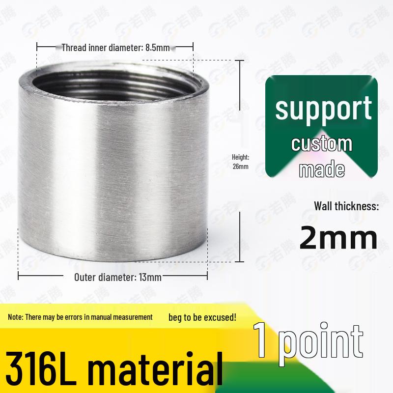 304 Stainless Steel Double Female Thread Pipe Fitting, Internal Thread, 4 to 6 Points, 1 Inch