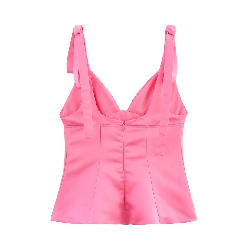 Jnleaog Spring New Arrival Women's Clothing Fashion French Fashion Bowknot Decoration Silk Satin Texture Tops 3059371